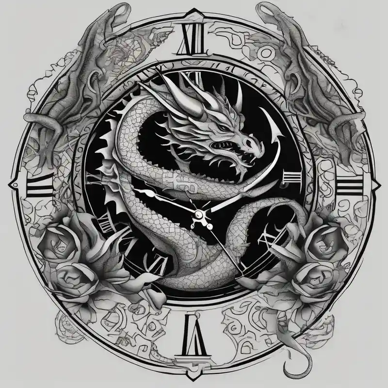 blackwork style Ideas de tatuajes de bolsa de dinero en 2025 about Dark cancer zodiac sign tattoo with dragon and clock and money on background floral sleeve tattoo